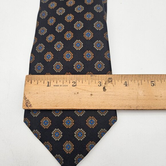 Kiton Napoli Seven Fold Blue Geometric Silk Tie NWT - Picture 2 of 4